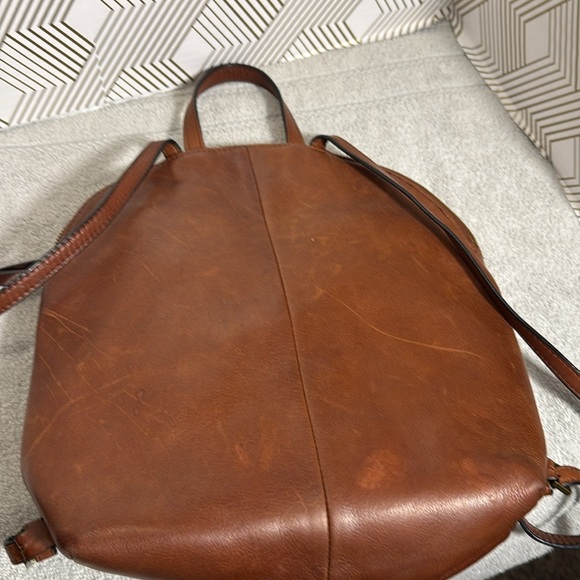 Margot New York Leather Backpack brown adjustable straps large soft lined inside main image 13